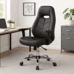 صندلی گیمینگ ارگونومیک با پشتی بلند، چرخ گردان و جک تنظیم ارتفاع، دارای روکش چرم مقاوم؛ مناسب گیمرها و استودیوهای تولید محتوا.