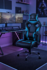 خرید صندلی گیمینگ ارگونومیک دو رنگ با بالشتک طبی