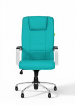 حرید صندلی مدیریتی ارگونومیک چرم با پشتی بلند و پایه کروم چرخ‌دار