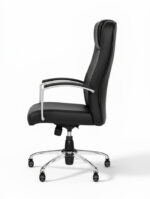 حرید صندلی مدیریتی ارگونومیک چرم با پشتی بلند و پایه کروم چرخ‌دار