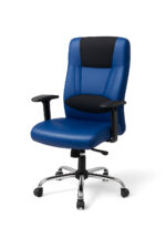 صندلی کارمندی ارگونومیک چرخ‌دار با پشتی بلند و روکش چرم