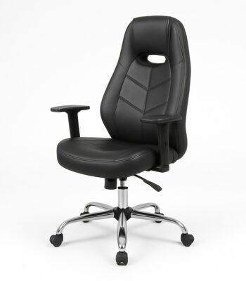صندلی گیمینگ ارگونومیک با پشتی بلند، چرخ گردان و جک تنظیم ارتفاع، دارای روکش چرم مقاوم؛ مناسب گیمرها و استودیوهای تولید محتوا.