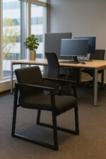 صندلی انتظار اداری با پایه فلزی ثابت و روکش پارچه‌ای – مناسب سالن‌های انتظار پرتردد