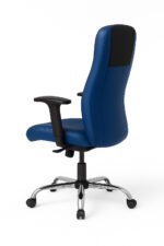 صندلی کارمندی ارگونومیک چرخ‌دار با پشتی بلند و روکش چرم